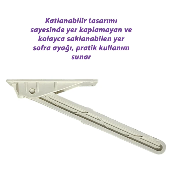 Katlanabilir Beyaz Yer Sofra Ayağı Katlanır Yer Sofrası Sini Altı Plastik Ayak 22 Cm - 4