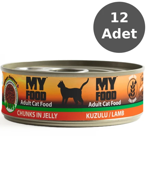 MY FOOD 12 ADET JÖLELİ PARÇA ETLİ YETİŞKİN KEDİ YAŞ MAMASI KUZULU 100 GRAM - 2