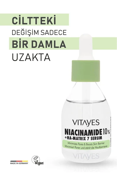 VITAYES Leke Karşıtı Gözenek Sıkılaştırıcı Niacinamide %10 Ve Hyalüronik Asit Cilt Bariyeri Yüz Serum 30ml - 3