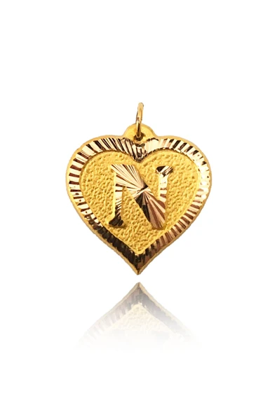 0.25 Gram 14 Ayar N Harfi Kalp Kolye Ucu