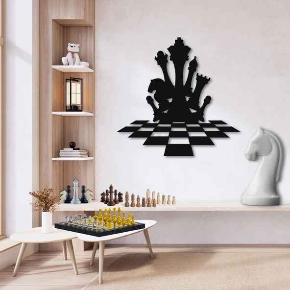 ANSAC METAL Satranç Duvar Dekoru 67x64cm Siyah - Resim 2