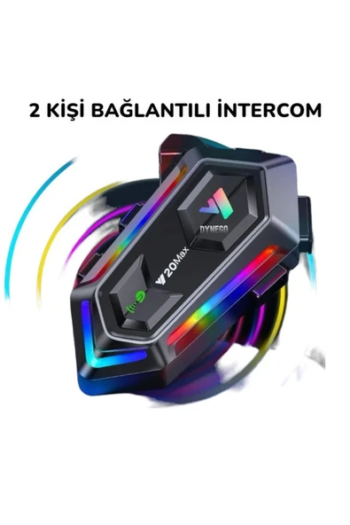 Y20 MAX Telsiz Özellikli 5.3 Motosiklet Kask Kulaklık Intercom Işıklı Motorsiklet Interkom - 2