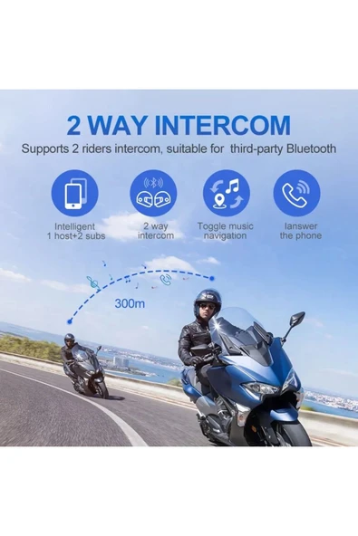 Y20 MAX Telsiz Özellikli 5.3 Motosiklet Kask Kulaklık Intercom Işıklı Motorsiklet Interkom - 8