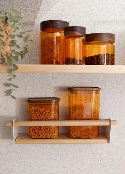 The Mia Akasya Yuvarlak Cam Kavanoz Amber 850 ml - 4