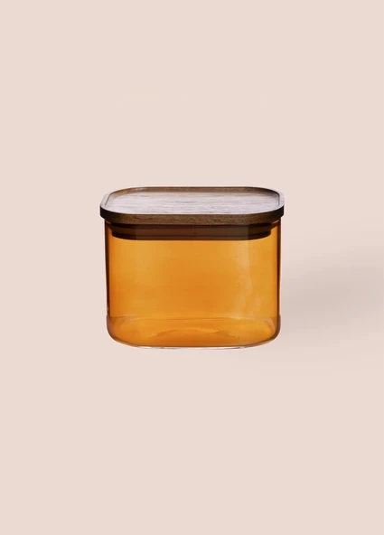 The Mia Akasya Dikdörtgen Cam Kavanoz Amber 500 ml - 4