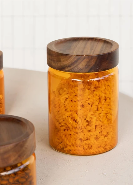 The Mia Akasya Yuvarlak Cam Kavanoz Amber 850 ml - 2