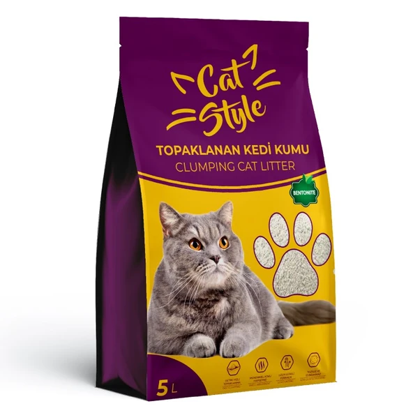 Cat Style Bentonit Naturel Topaklanan Kedi Kumu  (5 Lt)