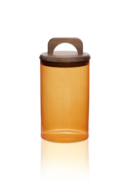 The Mia Akasya Kulplu Cam Kavanoz Amber 1000 ml