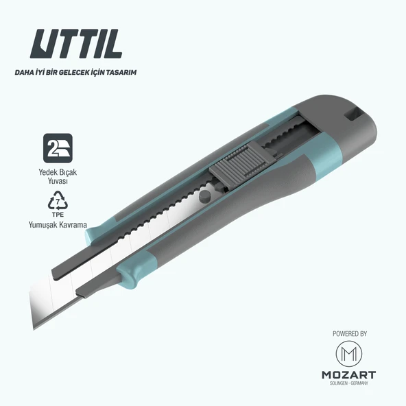 UTTIL NMUK09 1+1 Yedekli Geliştirilmiş Ergonomi 18 mm Kaymaz Gövde Tutuşlu Maket Bıçağı - 2