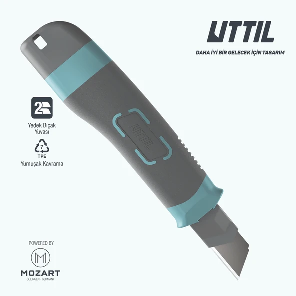 UTTIL NMUK09 1+1 Yedekli Geliştirilmiş Ergonomi 18 mm Kaymaz Gövde Tutuşlu Maket Bıçağı - 3