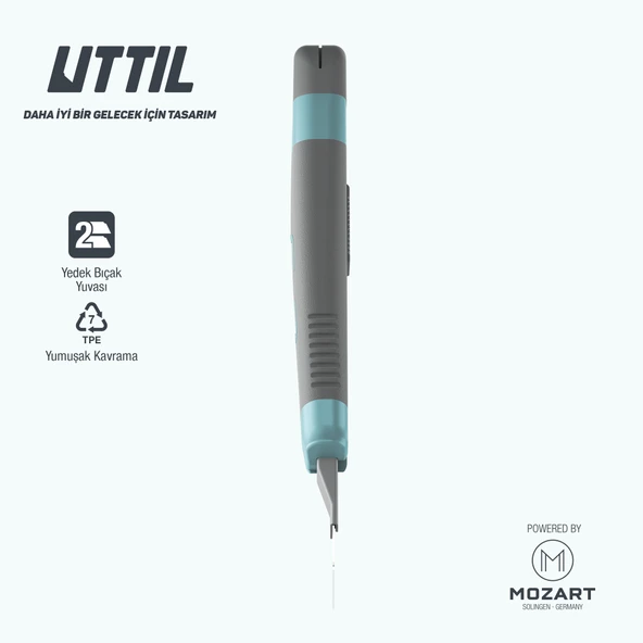 UTTIL NMUK09 1+1 Yedekli Geliştirilmiş Ergonomi 18 mm Kaymaz Gövde Tutuşlu Maket Bıçağı - 4