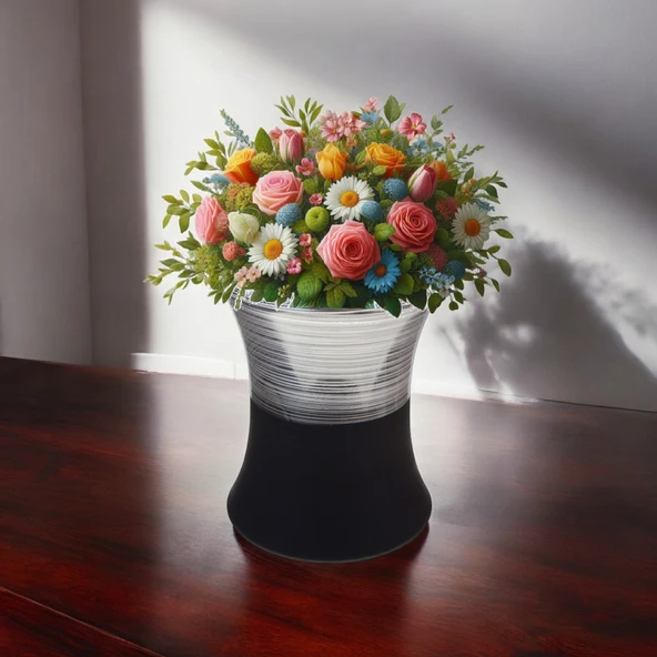 Girist Home Füme Kaplama Lüks Silindir Vazo - 3