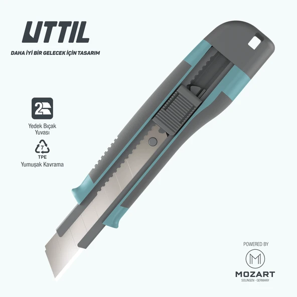 UTTIL NMUK09 1+1 Yedekli Geliştirilmiş Ergonomi 18 mm Kaymaz Gövde Tutuşlu Maket Bıçağı