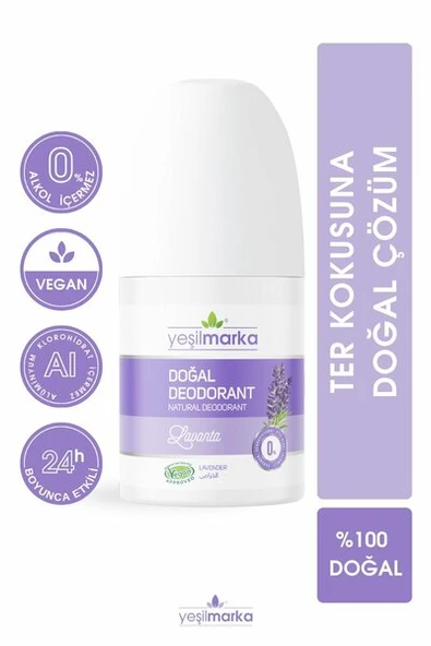 YEŞİL MARKA DOĞAL DEODORANT - LAVANTA KOKULU 50 ML