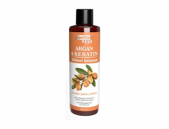 SOFTTO PLUS ARGAN & KERATİN BİTKİSEL ŞAMPUAN 400ML