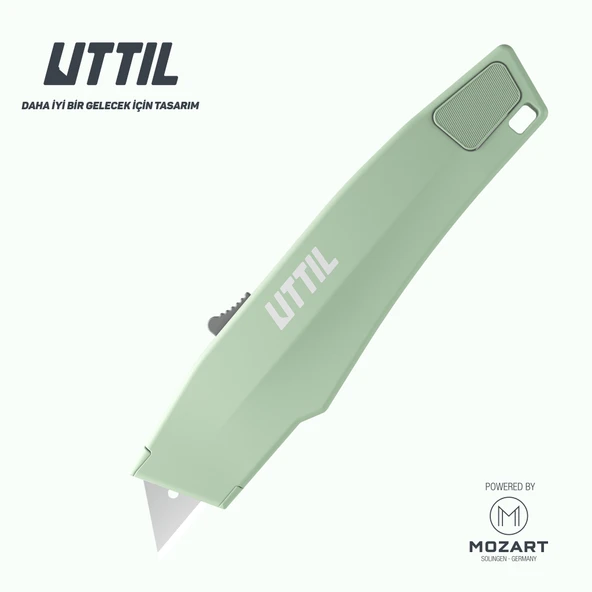 UTTIL PRUK06 Güçlü Vidasız Gövdeli Otomatik Geri Çekmeli Trapezoid Bıçaklı Güvenlik Maket Bıçağı