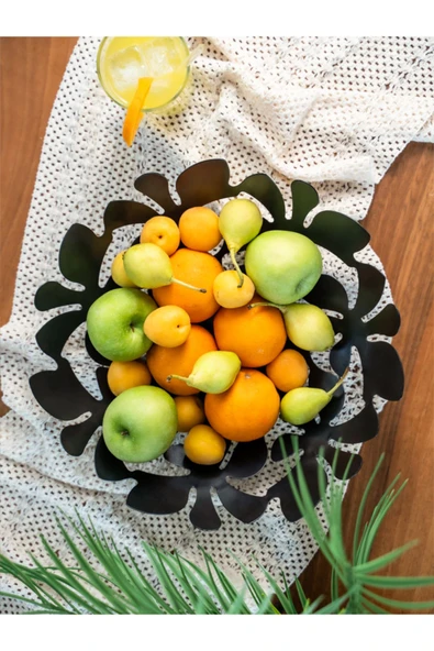 Daisy Dekoratif Metal Meyvelik, Metal Kase, Tabak (33cm) - 12