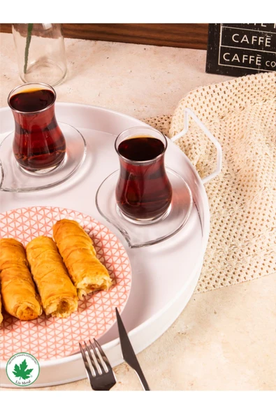 Pilea 37cm TEL Kulplu Servis Tepsi BASKISIZ - Resim 7