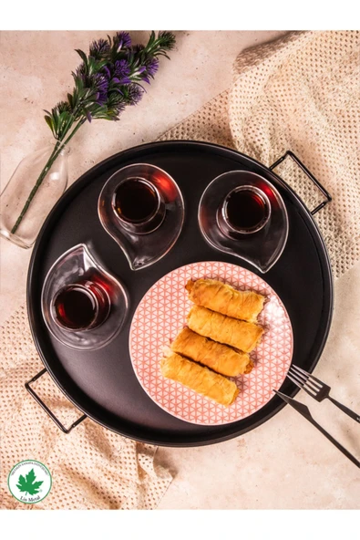 Pilea 37cm TEL Kulplu Servis Tepsi BASKISIZ - Resim 3