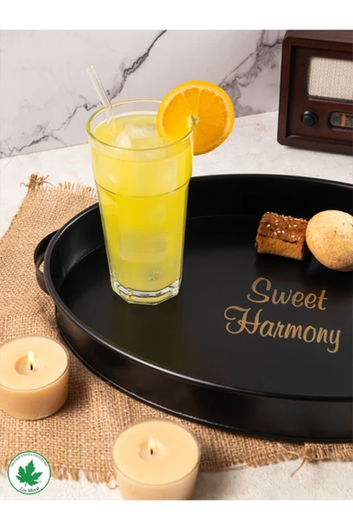 Lemna Metal Kulplu OVAL DÜZ Tepsi (Sweet Harmony) - 2