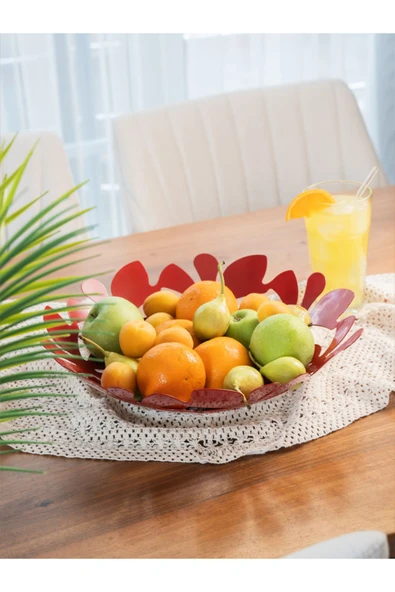 Daisy Dekoratif Metal Meyvelik, Metal Kase, Tabak (33cm) - 8