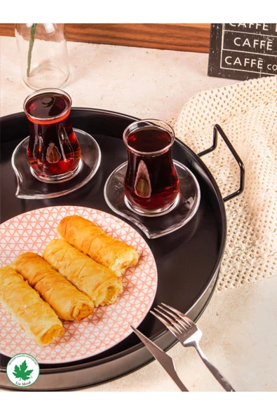 Pilea 37cm TEL Kulplu Servis Tepsi BASKISIZ - Resim 2