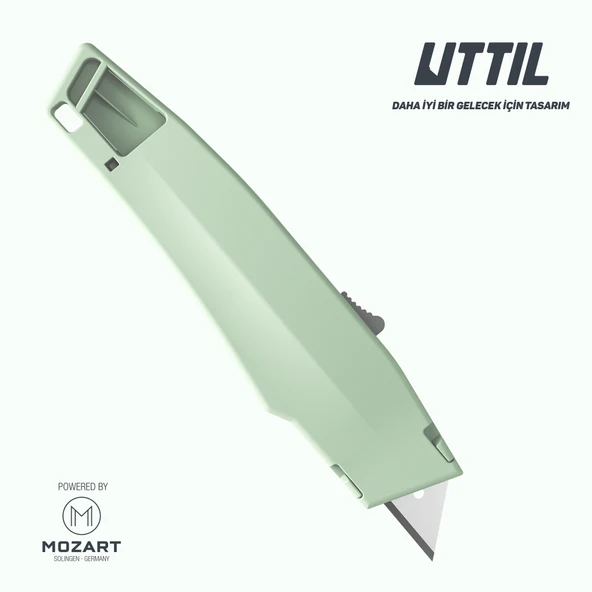 UTTIL PRUK06 Güçlü Vidasız Gövdeli Otomatik Geri Çekmeli Trapezoid Bıçaklı Güvenlik Maket Bıçağı - 3