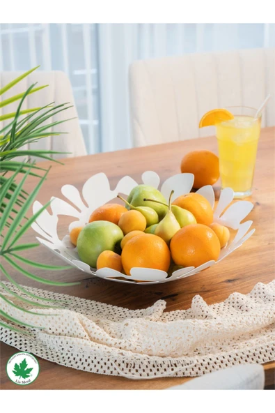 Daisy Dekoratif Metal Meyvelik, Metal Kase, Tabak (33cm)