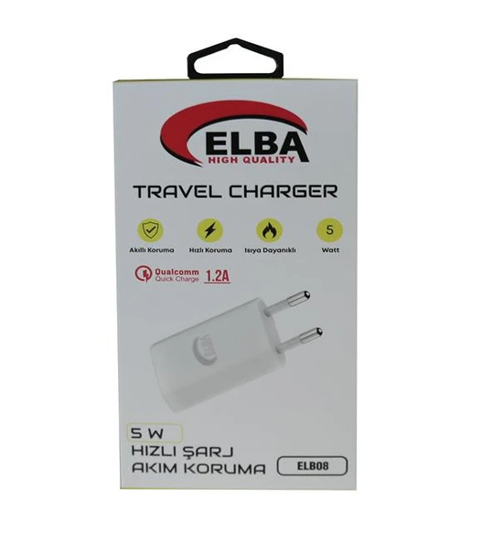 Elba Elb08 5W 1.2A Hızlı Şarj Akıllı Koruma Usb EV Şarj Kafa