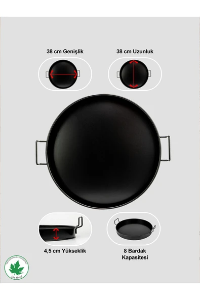 Pilea 37cm TEL Kulplu Servis Tepsi BASKISIZ - Resim 5