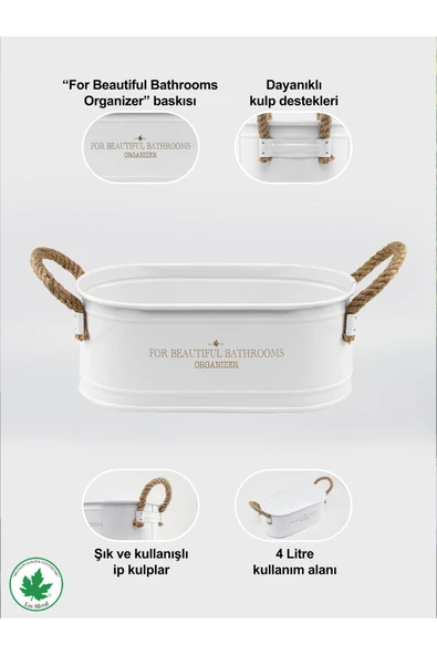 İp Kulplu Baton Metal Banyo Düzenleyici, Banyo Organizeri (For Beautiful Bathrooms Organizer Baskı) - 12