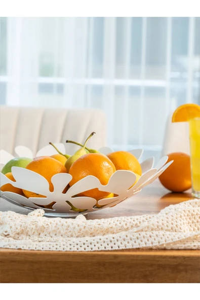 Daisy Dekoratif Metal Meyvelik, Metal Kase, Tabak (33cm) - 2