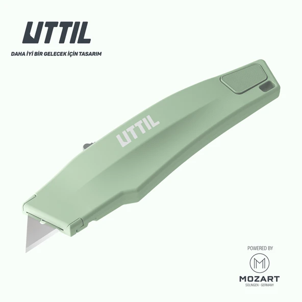 UTTIL PRUK06 Güçlü Vidasız Gövdeli Otomatik Geri Çekmeli Trapezoid Bıçaklı Güvenlik Maket Bıçağı - 2