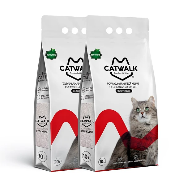 Catwalk Bentonit Naturel Topaklanan Kedi Kumu (2 x 10 Lt)