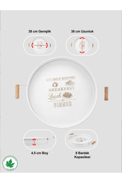 37cm AHŞAP Kulplu DANTELLİ Servis Tepsi 37cm (My Daily Routine Baskılı) - Resim 9