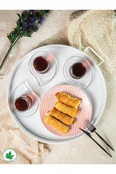 Pilea 37cm TEL Kulplu Servis Tepsi BASKISIZ - Resim 8