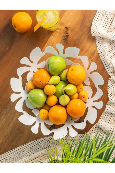 Daisy Dekoratif Metal Meyvelik, Metal Kase, Tabak (33cm) - 3