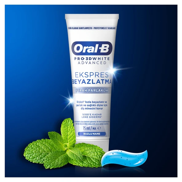 Oral-B Pro 3D White Advanced Ekspres Beyazlatma Ferah Parlaklık Diş Macunu 75 ml 4 Adet - 2