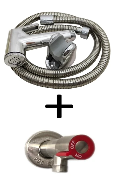 Krom Taharat Matik + İnox Taharat Musluğu