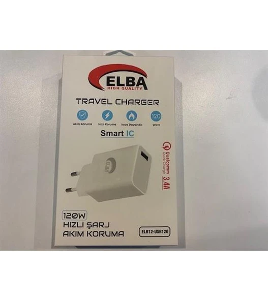 Elba ELB12 Elb- USB120 120W 3.4A Hızlı Şarj Akım Koruma Isıya Dayanıklı EV Şarj Kafa