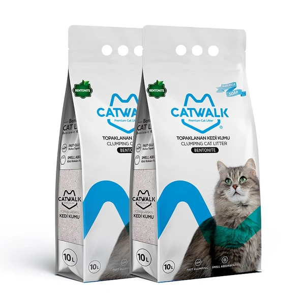 Catwalk Bentonit Marsilya Sabunlu Topaklanan Kedi Kumu (2 x 10 Lt )