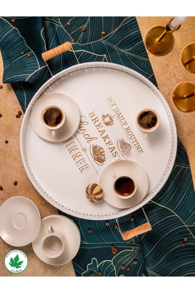 37cm AHŞAP Kulplu DANTELLİ Servis Tepsi 37cm (My Daily Routine Baskılı) - Resim 7