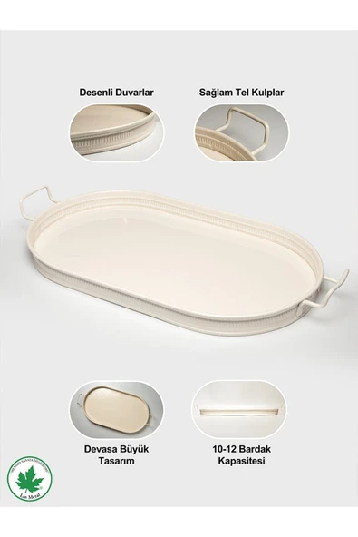 Lotus 57cm Elips Tepsi Tırtıklı ve Tel Kulplu (Baskısız) - 11