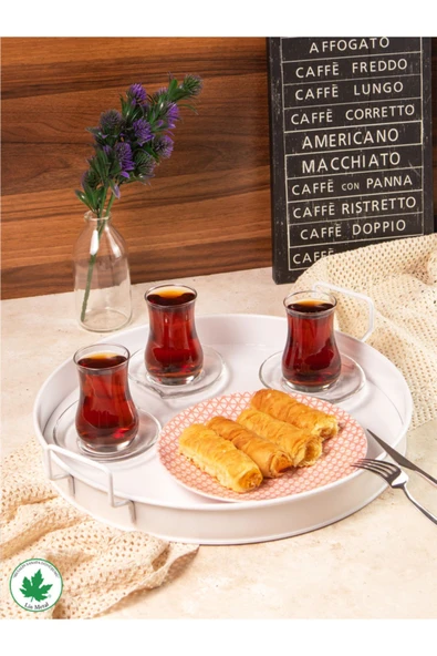 Pilea 37cm TEL Kulplu Servis Tepsi BASKISIZ - Resim 6