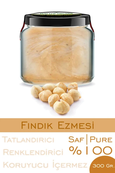 %100 Saf Fındık Ezmesi Şeker İlavesiz Bi Kavanoz 330 cc. Cam Kavanozda Katkısız Fındık Ezmesi
