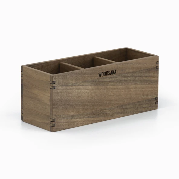 Woodsaka - Reka Ayarlanabilir Üç Bölmeli Kalem Kutusu - Ceviz - 4