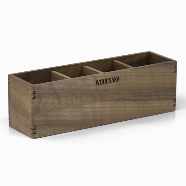 Woodsaka Reka Ayarlanabilir Dört Bölmeli Kalem Kutusu - Ceviz - 4