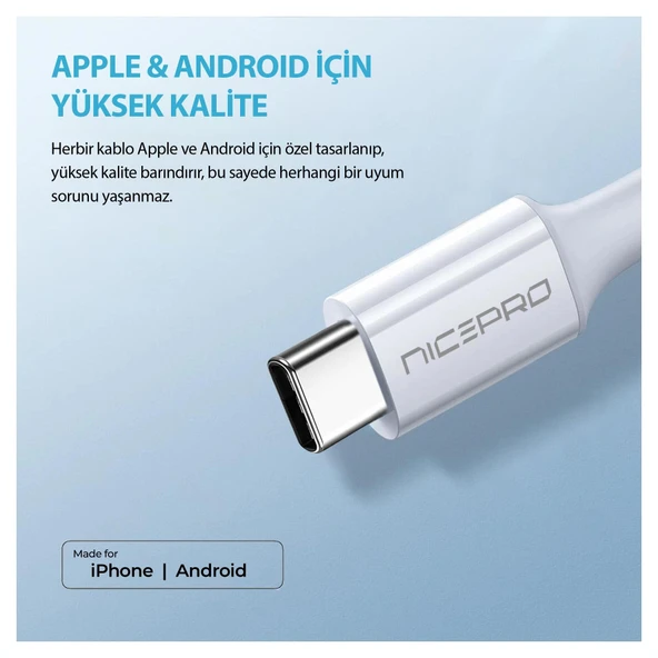 NPO UTC02 60W 20cm TPE USB to Type-C Hızlı Şarj ve Data Kablosu 2 Adet - 5