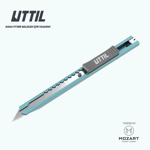 UTTIL PTUK07-30 Cep Tipi Süper Slim Paslanmaz Klipsli 30 derecelik 9 mm bıçaklı Metal Maket Bıçağı - 2