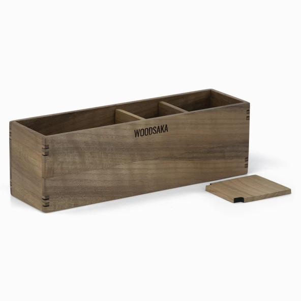 Woodsaka Reka Ayarlanabilir Dört Bölmeli Kalem Kutusu - Ceviz - 6
